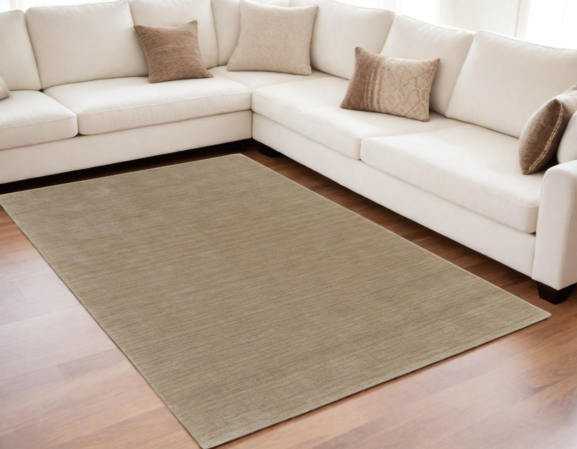 4' X 6' Tan Wool Hand Woven Area Rug