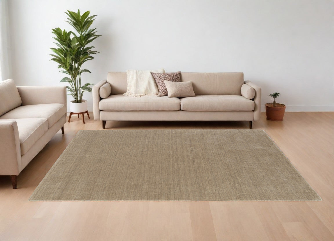 4' X 6' Tan Wool Hand Woven Area Rug