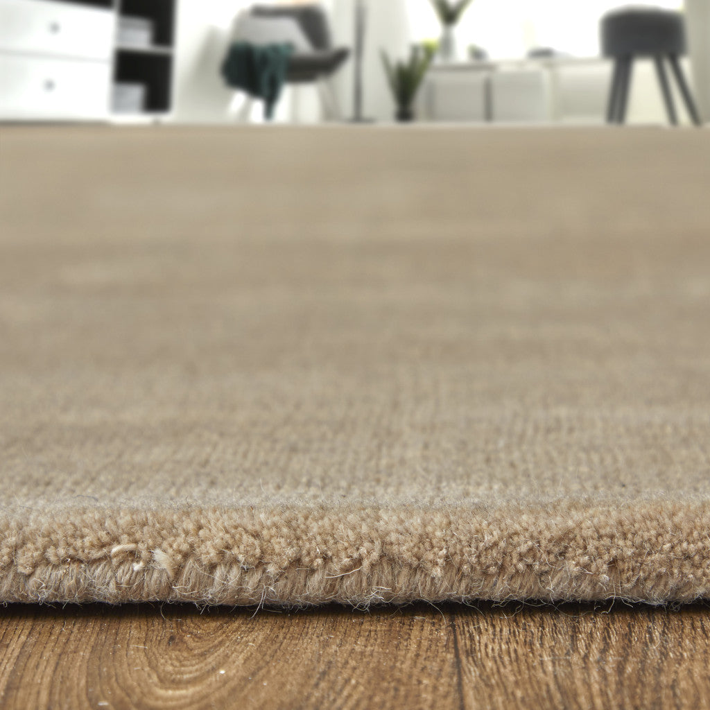 4' X 6' Tan Wool Hand Woven Area Rug