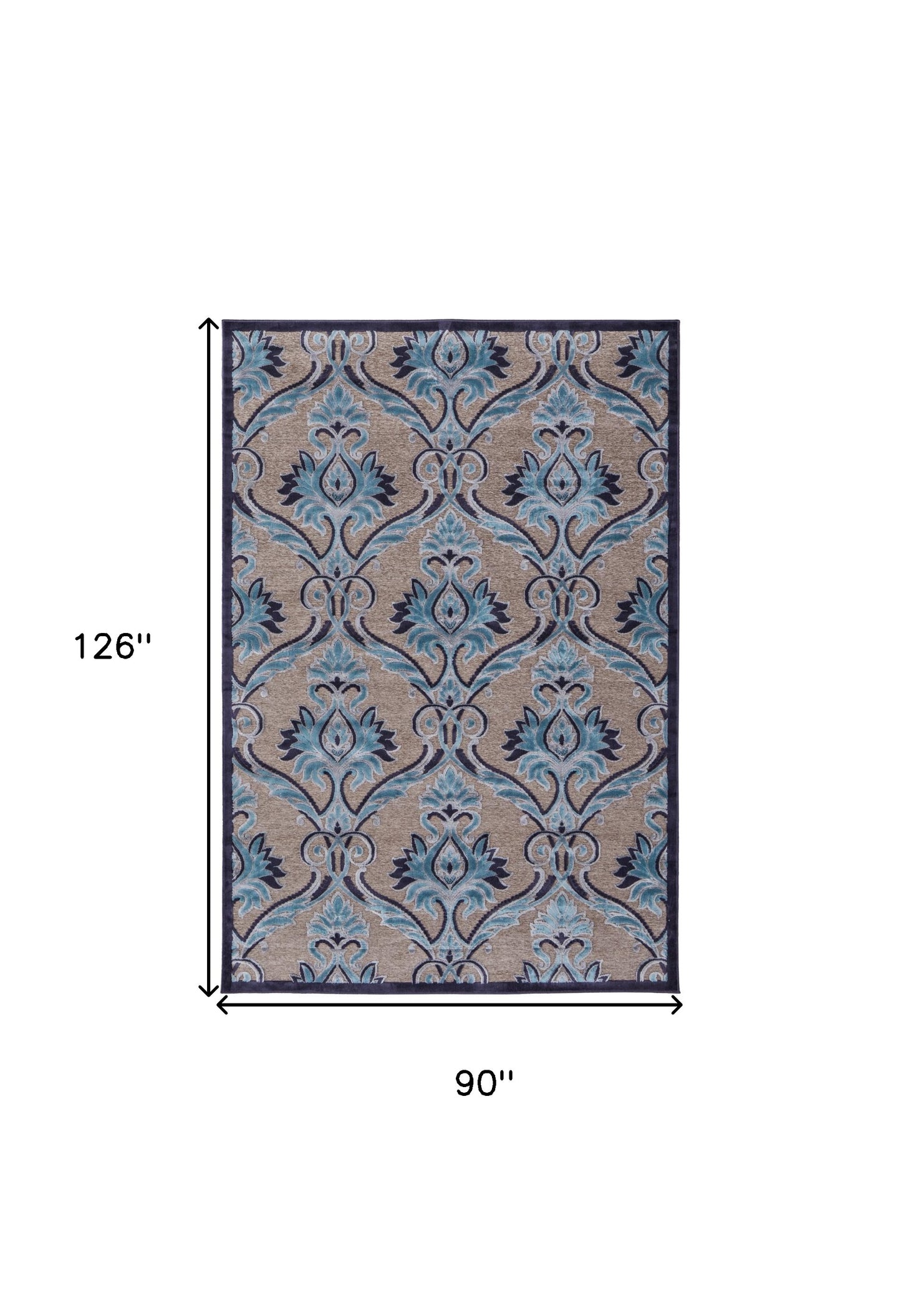 8' X 11' Tan Green and Taupe Floral Power Loom Area Rug