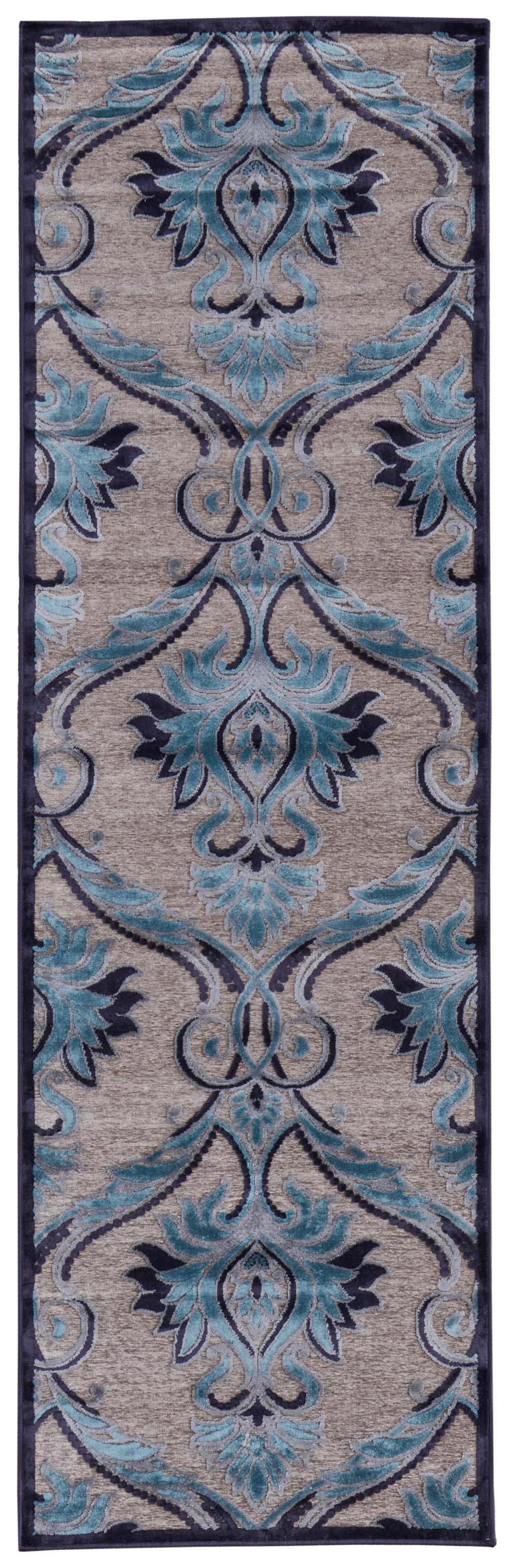 8' X 11' Tan Green and Taupe Floral Power Loom Area Rug