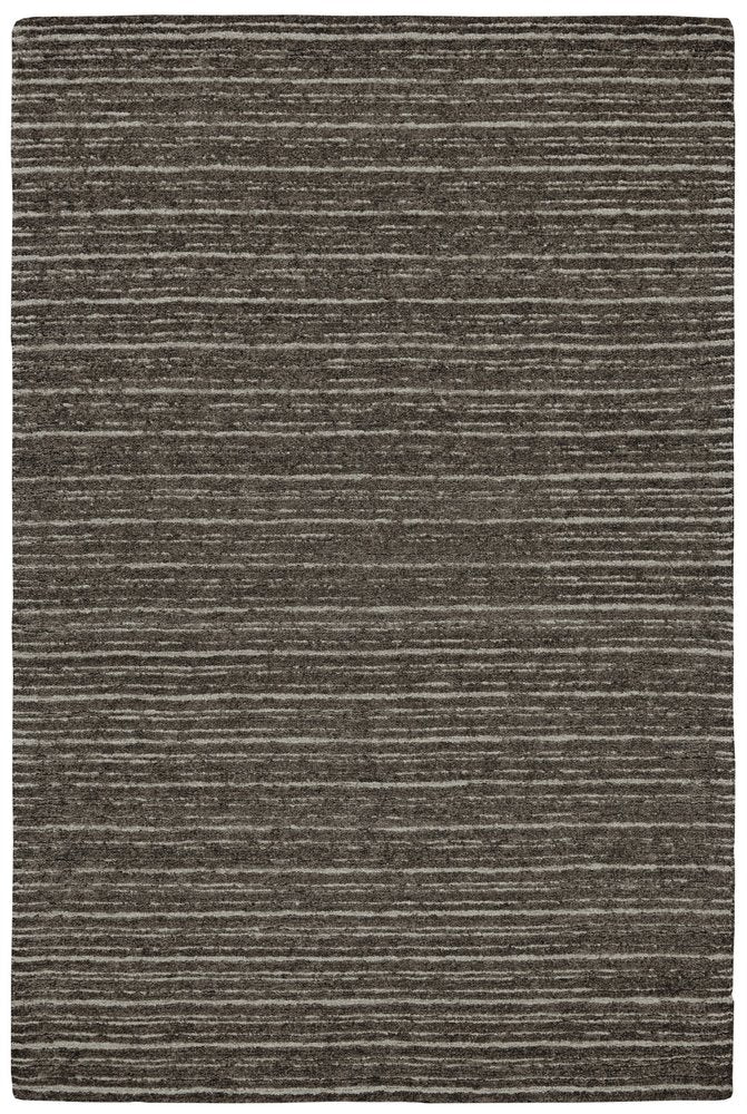 5' X 8' Brown and Ivory Wool Striped Hand Tufted Area Rug