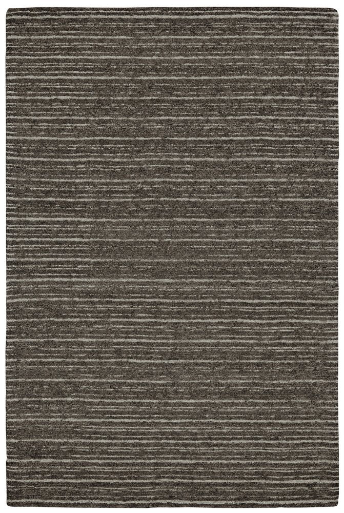 5' X 8' Brown and Ivory Wool Striped Hand Tufted Area Rug