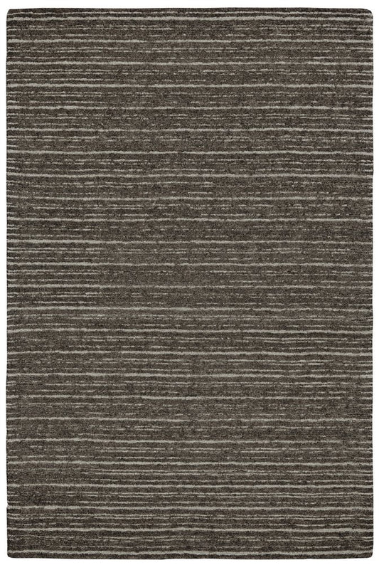 5' X 8' Brown and Ivory Wool Striped Hand Tufted Area Rug