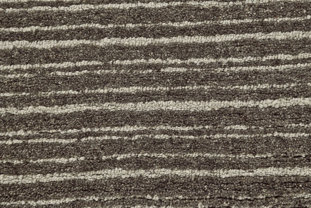 5' X 8' Brown and Ivory Wool Striped Hand Tufted Area Rug