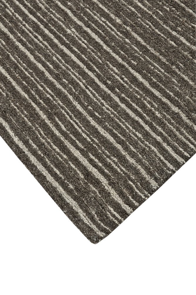 5' X 8' Brown and Ivory Wool Striped Hand Tufted Area Rug
