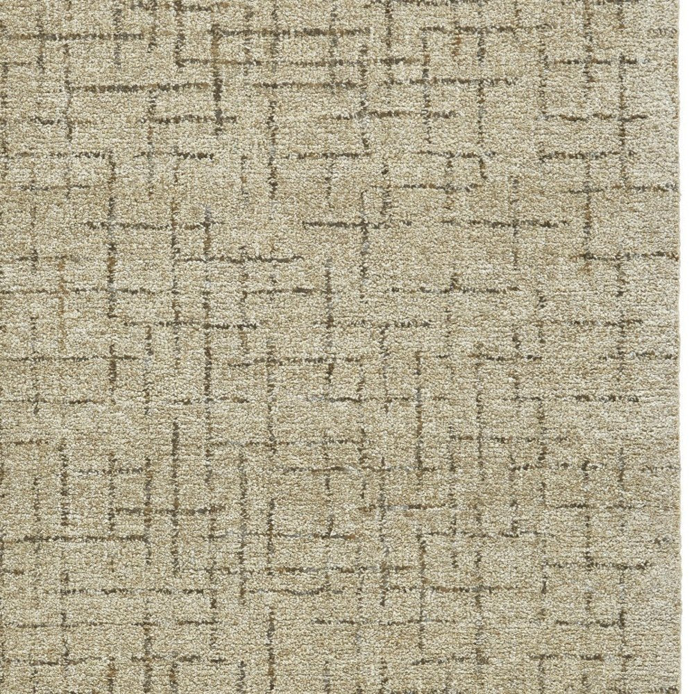 5' X 8' Tan and Gray Wool Geometric Hand Tufted Area Rug