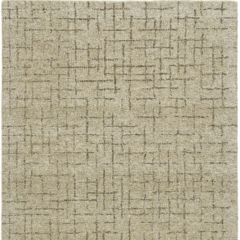 5' X 8' Tan and Gray Wool Geometric Hand Tufted Area Rug