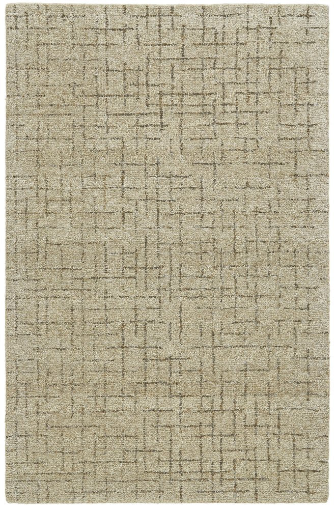 5' X 8' Tan and Gray Wool Geometric Hand Tufted Area Rug