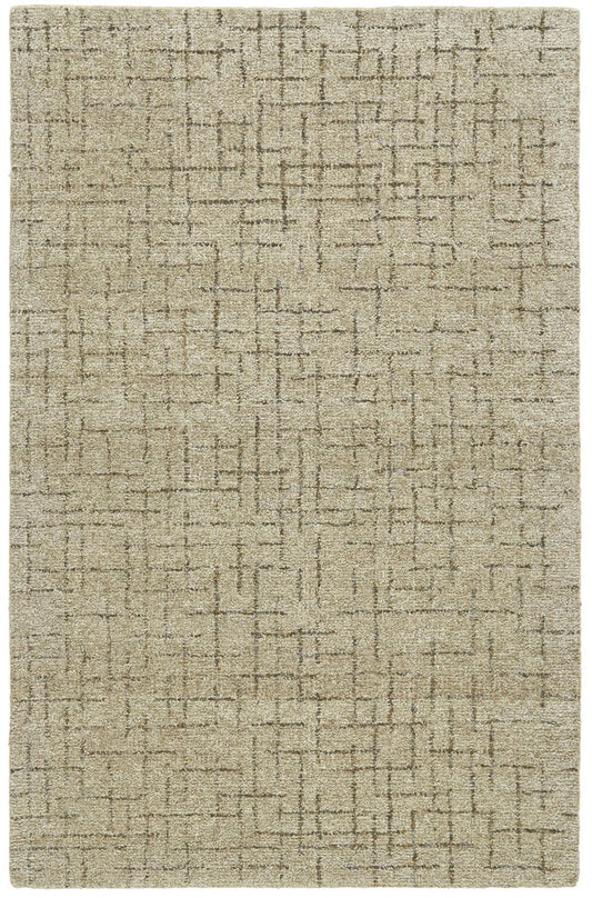 5' X 8' Tan and Gray Wool Geometric Hand Tufted Area Rug