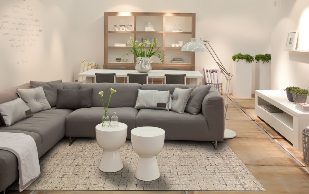 5' X 8' Tan and Gray Wool Geometric Hand Tufted Area Rug