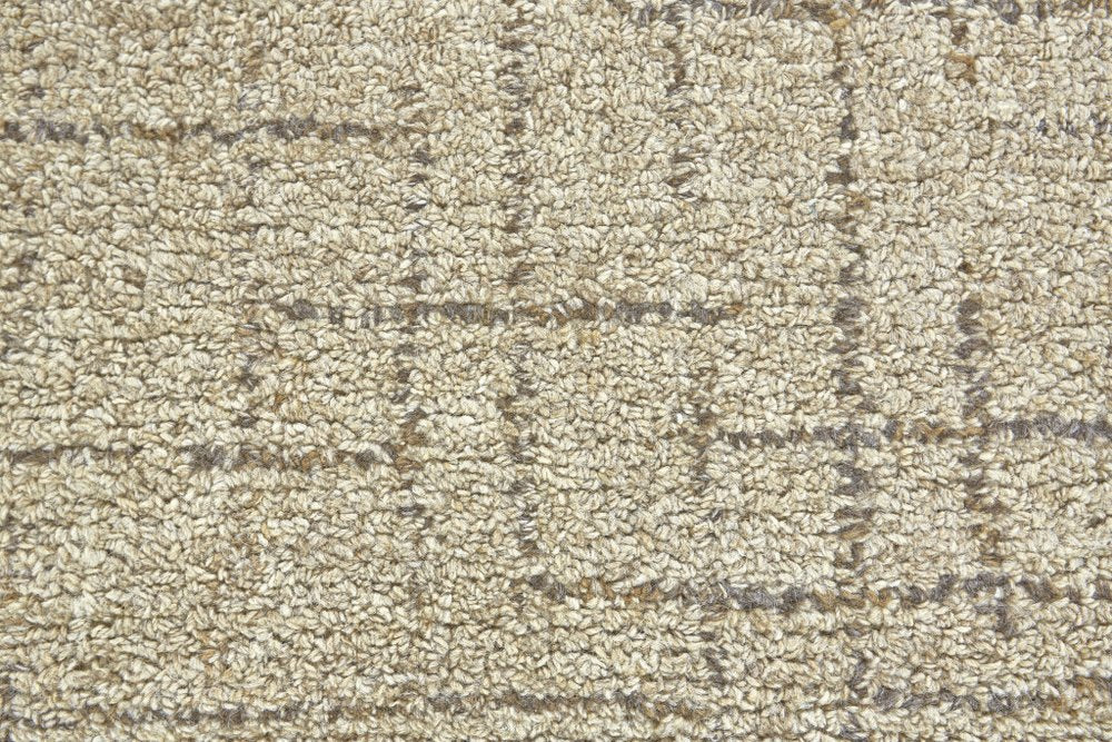 5' X 8' Tan and Gray Wool Geometric Hand Tufted Area Rug