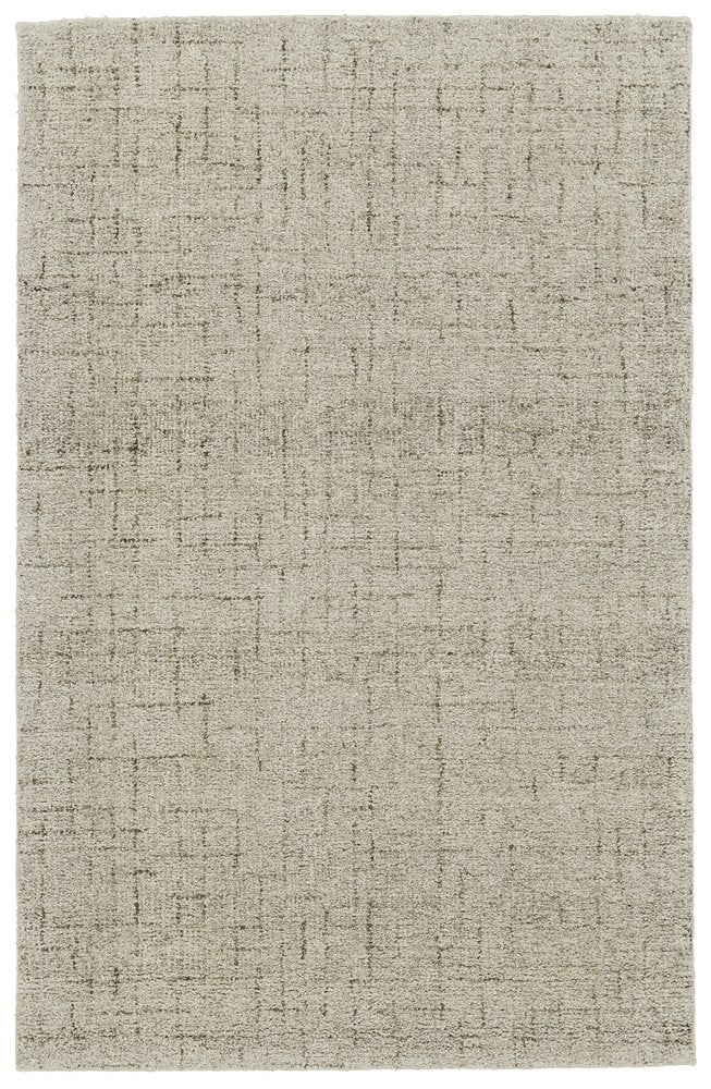 5' X 8' Tan and Gray Wool Geometric Hand Tufted Area Rug