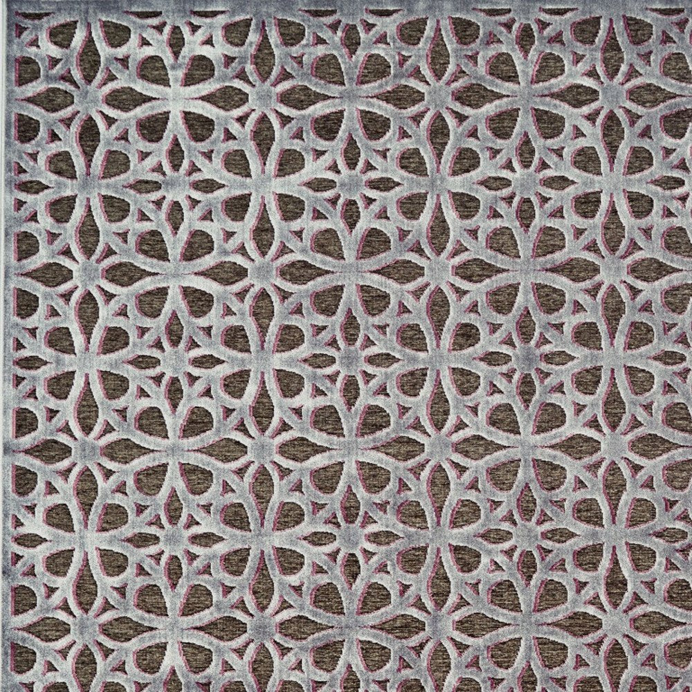 10' X 13' Purple Brown and Gray Geometric Power Loom Area Rug