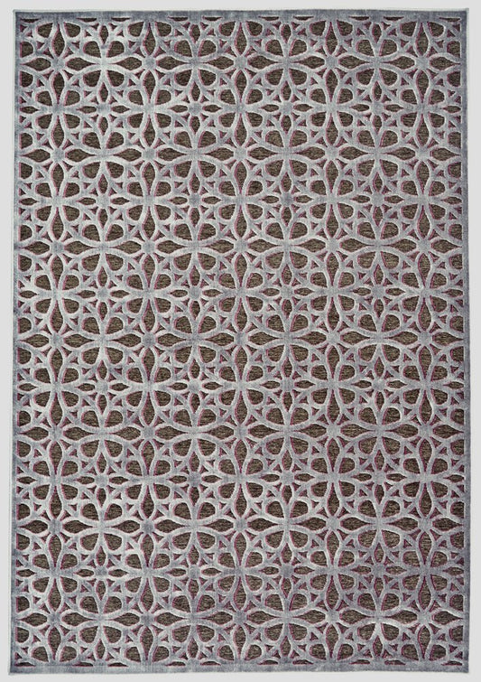 10' X 13' Purple Brown and Gray Geometric Power Loom Area Rug