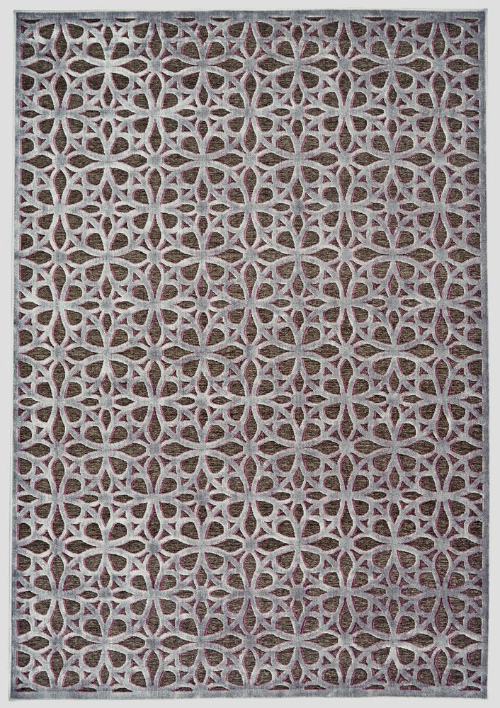 10' X 13' Purple Brown and Gray Geometric Power Loom Area Rug