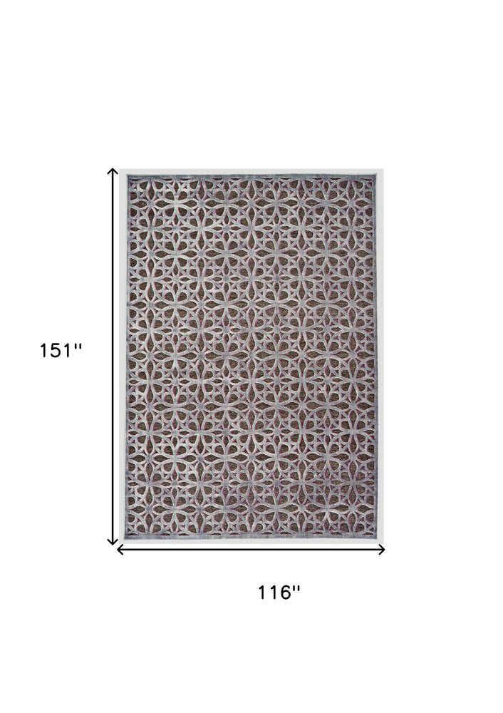 10' X 13' Purple Brown and Gray Geometric Power Loom Area Rug