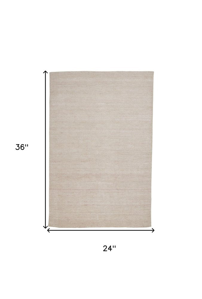 2' X 3' Tan Abstract Hand Woven Area Rug
