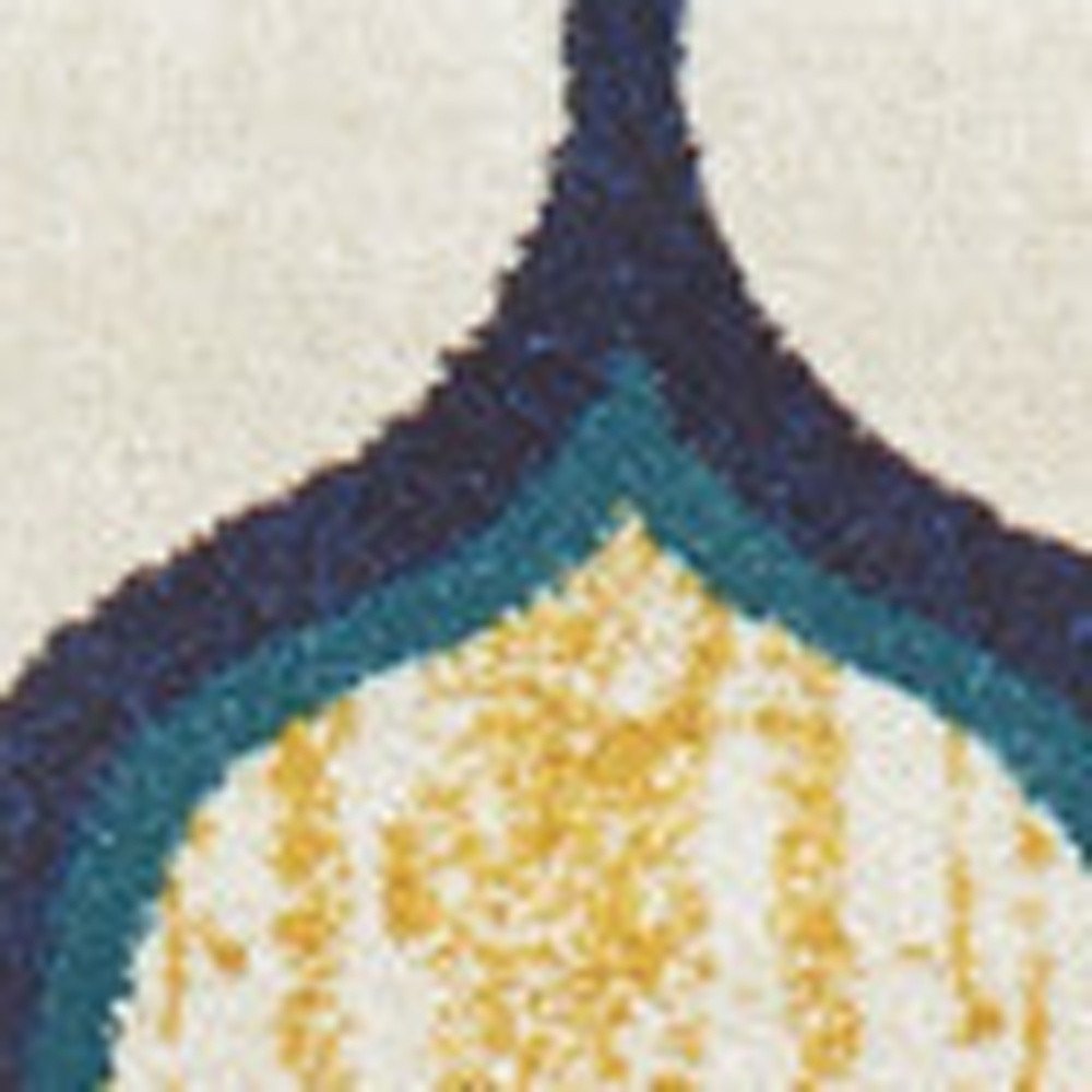 10' X 13' Ivory Blue and Yellow Geometric Power Loom Area Rug