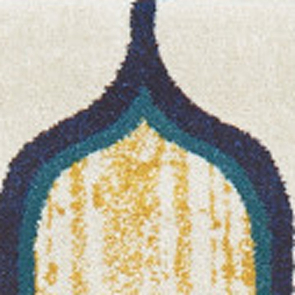 10' X 13' Ivory Blue and Yellow Geometric Power Loom Area Rug