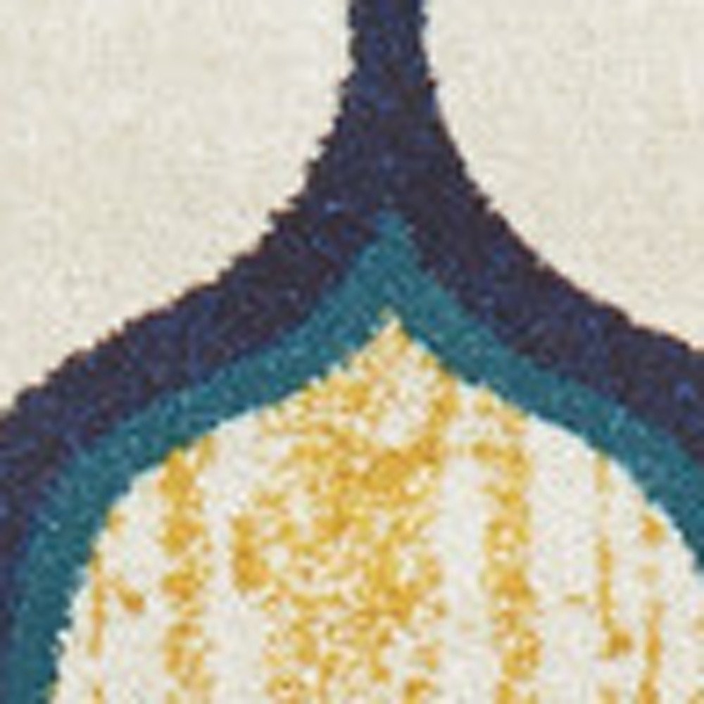 10' X 13' Ivory Blue and Yellow Geometric Power Loom Area Rug