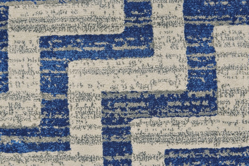 10' X 13' Blue and Gray Chevron Power Loom Area Rug