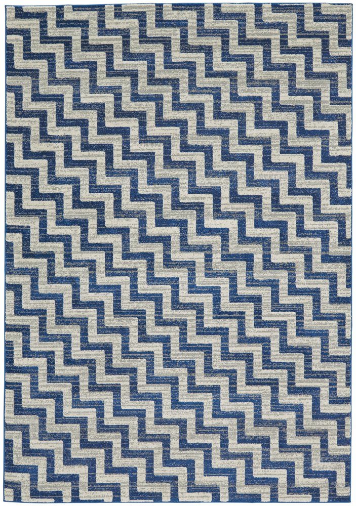 10' X 13' Blue and Gray Chevron Power Loom Area Rug