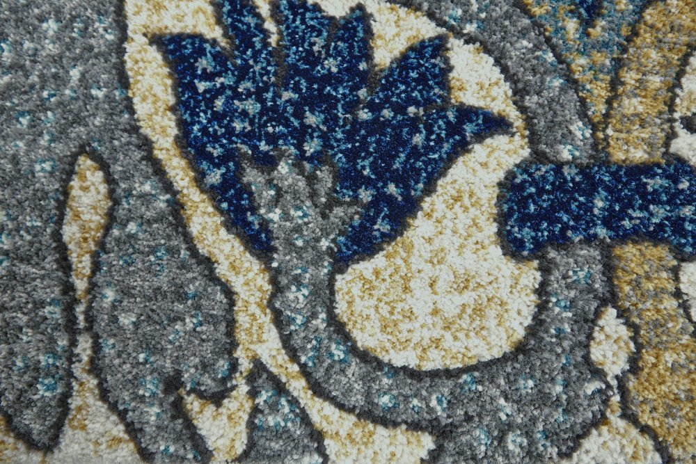 7' X 10' Green Gray and Tan Floral Power Loom Area Rug