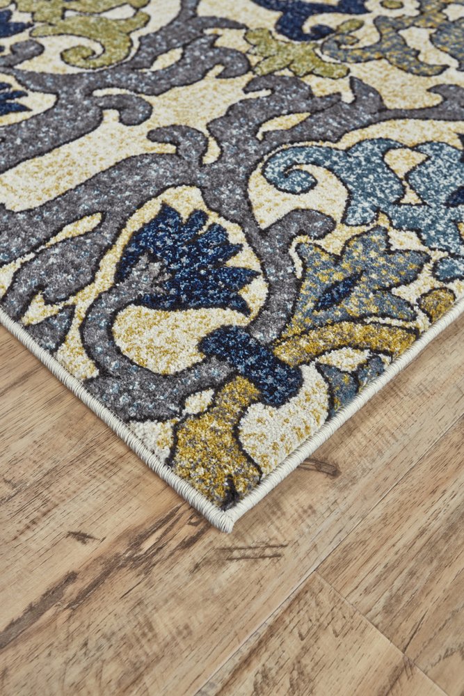 7' X 10' Green Gray and Tan Floral Power Loom Area Rug