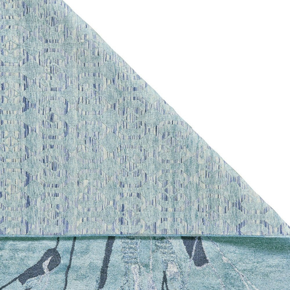 8' X 11' Blue and Gray Abstract Hand Tufted Area Rug