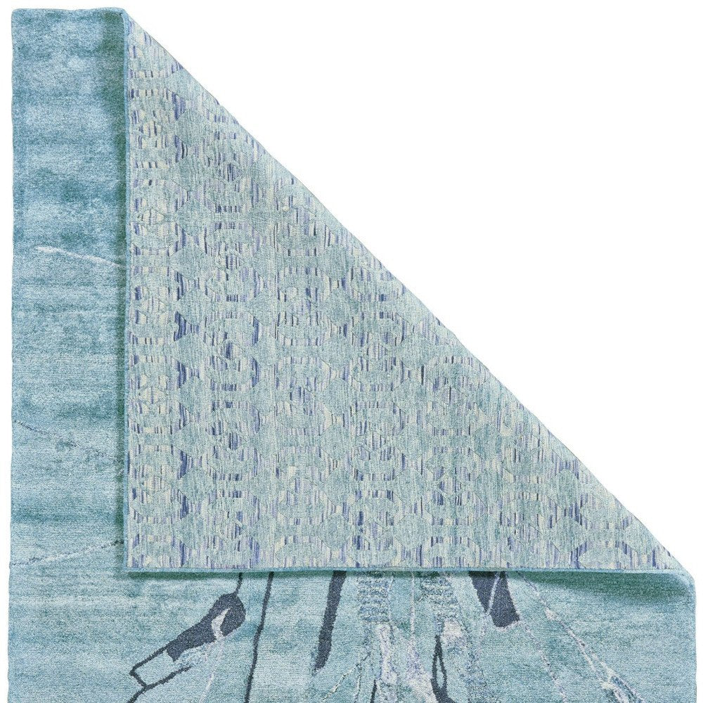 8' X 11' Blue and Gray Abstract Hand Tufted Area Rug