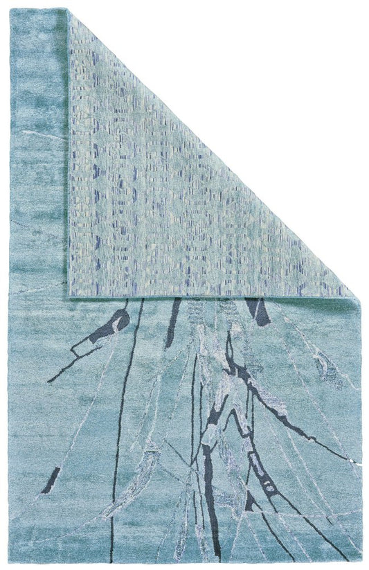 8' X 11' Blue and Gray Abstract Hand Tufted Area Rug