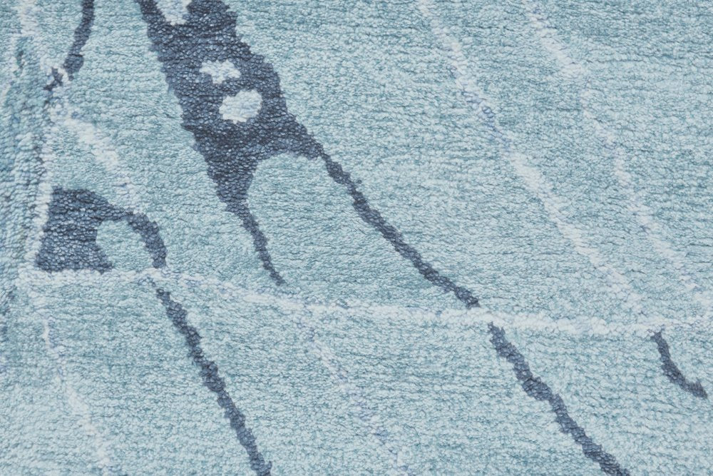 8' X 11' Blue and Gray Abstract Hand Tufted Area Rug