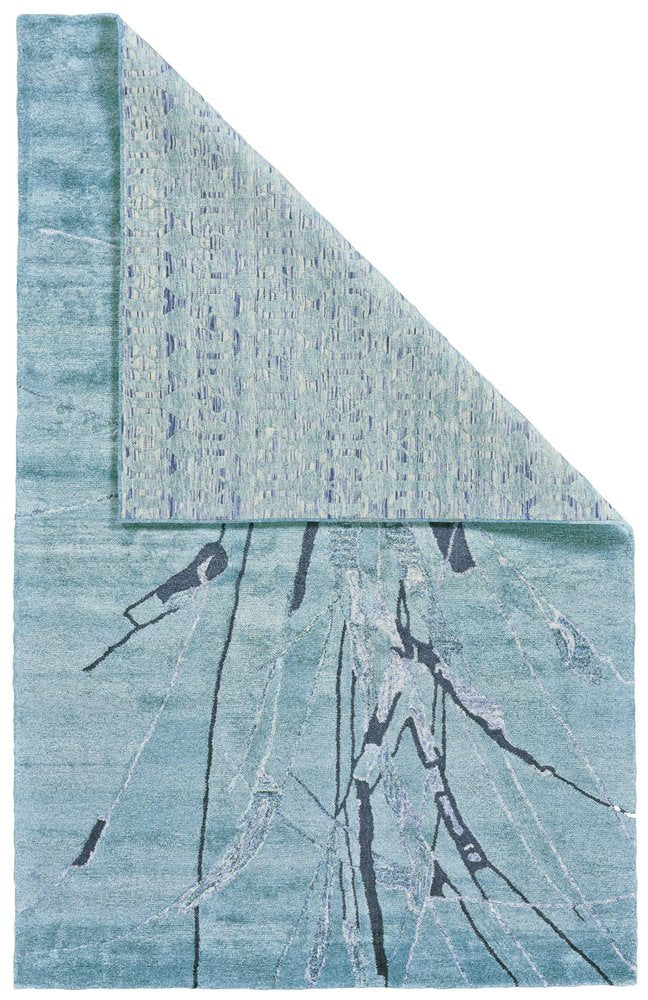 8' X 11' Blue and Gray Abstract Hand Tufted Area Rug