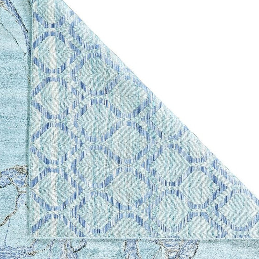 5' X 8' Blue and Ivory Abstract Hand Tufted Area Rug