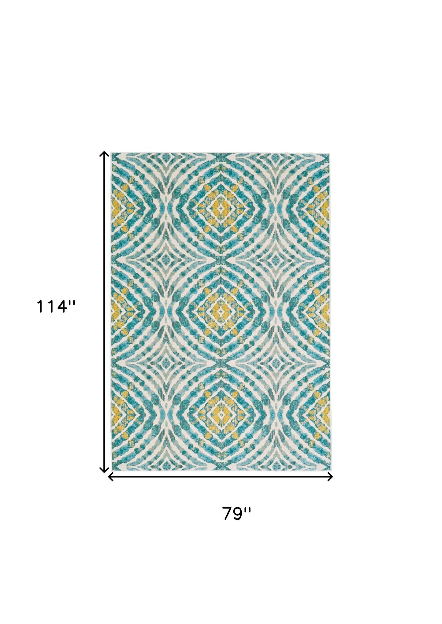 7' X 10' Blue Ivory and Yellow Abstract Power Loom Area Rug