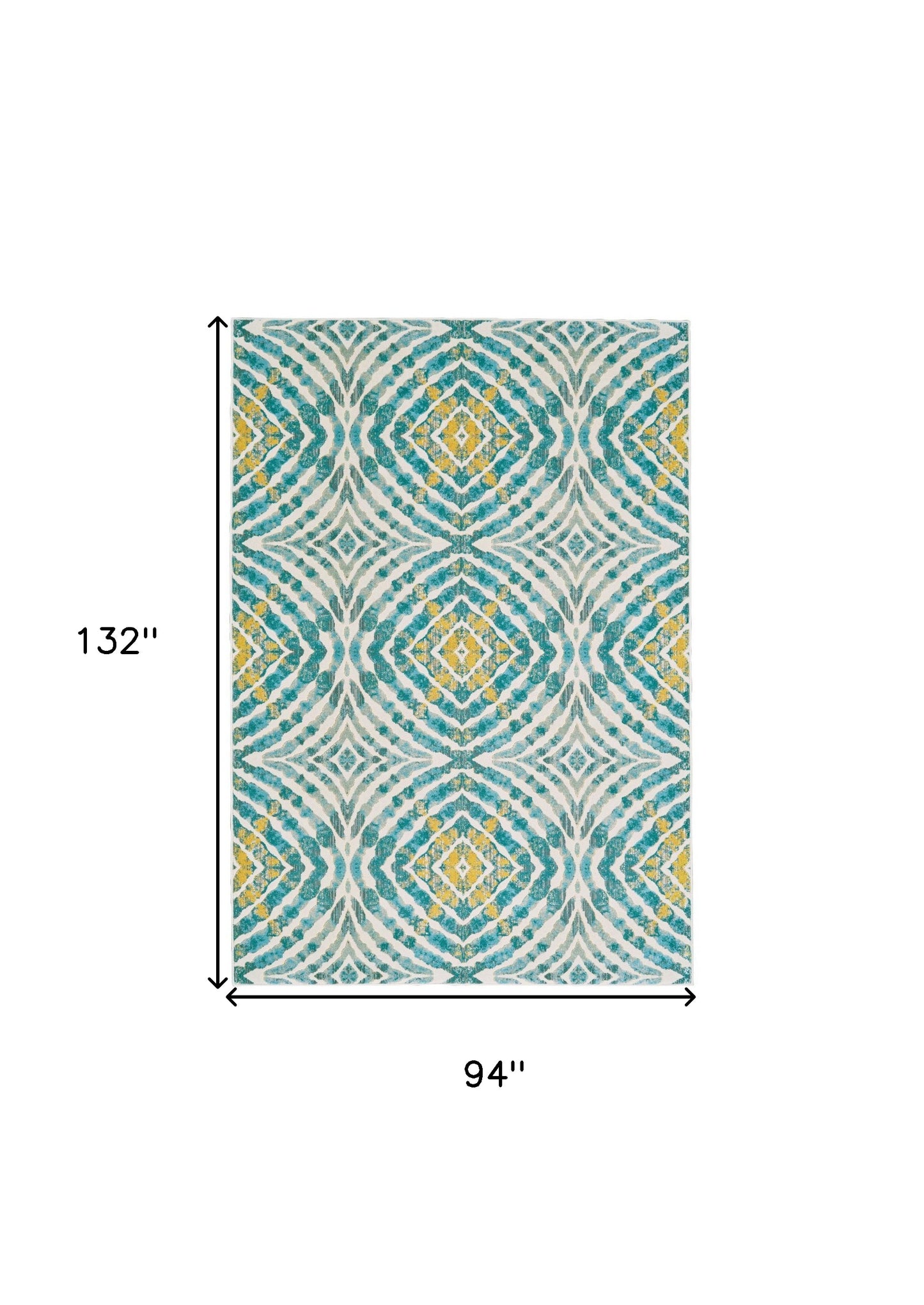 7' X 10' Blue Ivory and Yellow Abstract Power Loom Area Rug