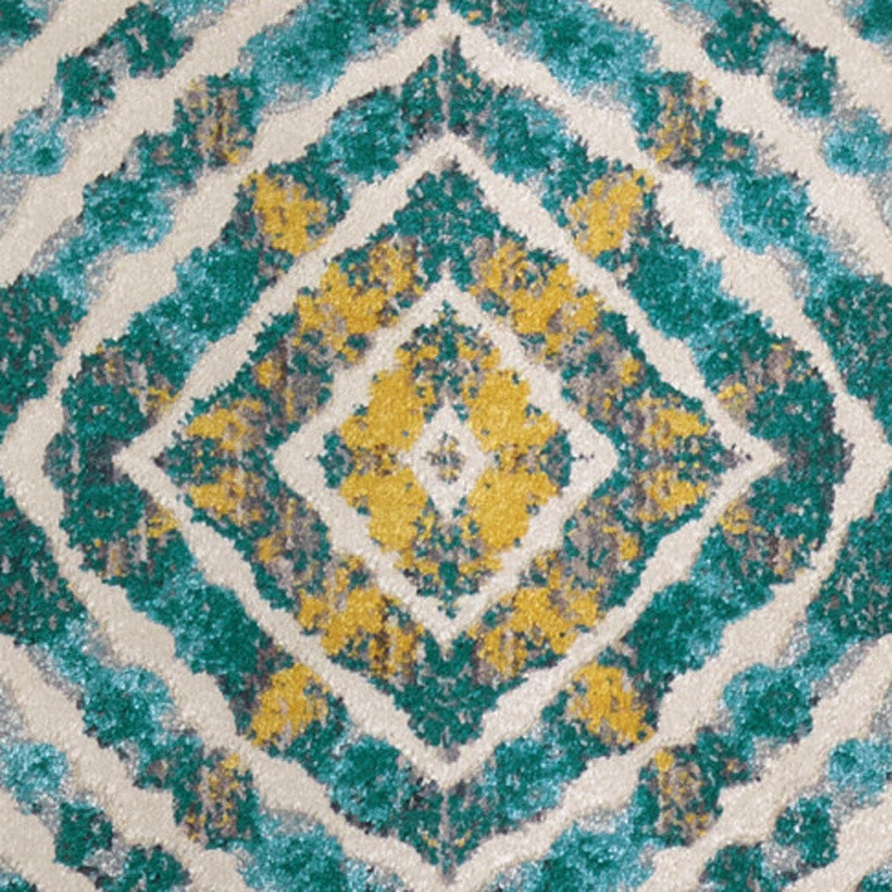 7' X 10' Blue Ivory and Yellow Abstract Power Loom Area Rug