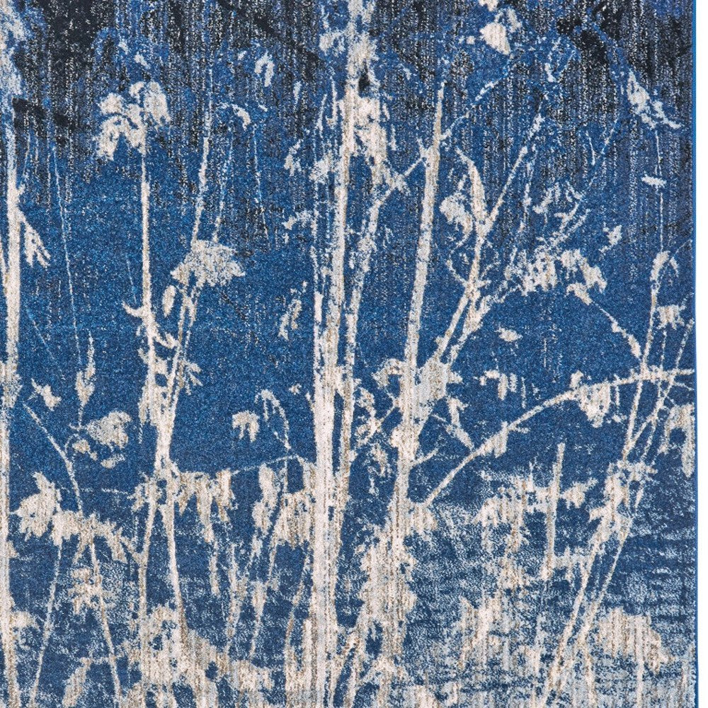 10' X 14' Gray Black and Blue Abstract Power Loom Worn Faded Area Rug