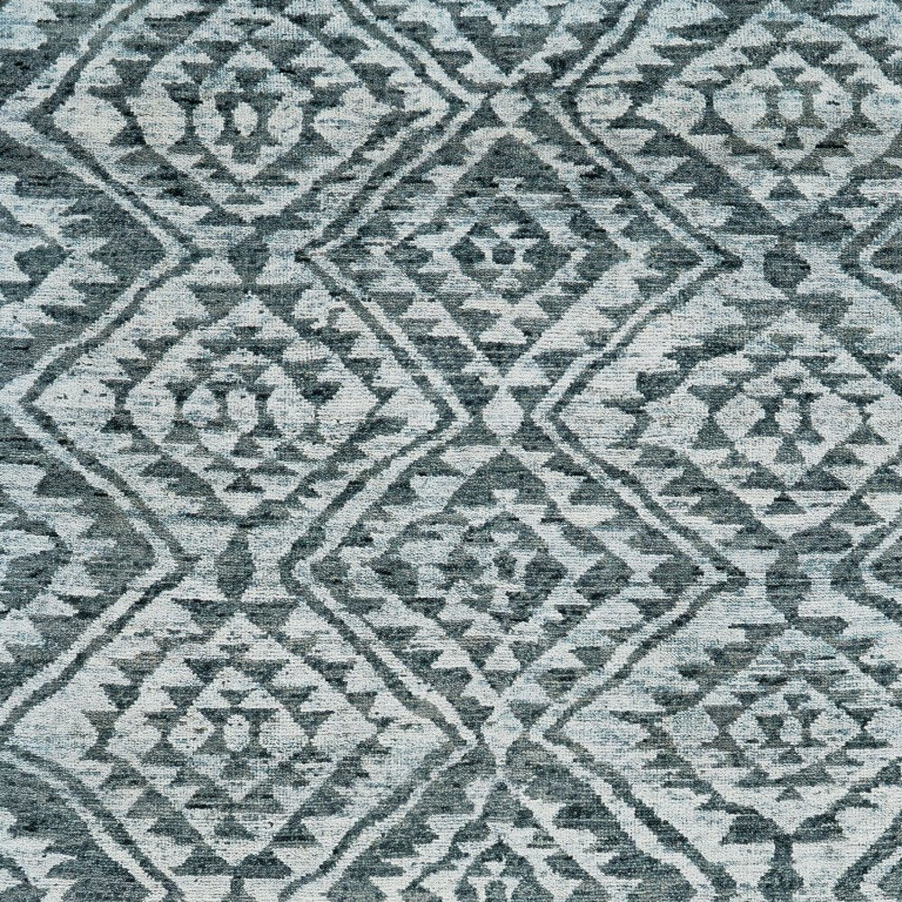 2' X 3' Gray and Blue Wool Southwestern Hand Knotted Area Rug