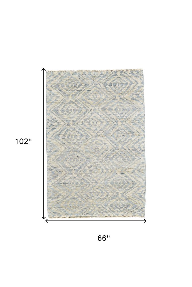 2' X 3' Gray and Blue Wool Southwestern Hand Knotted Area Rug