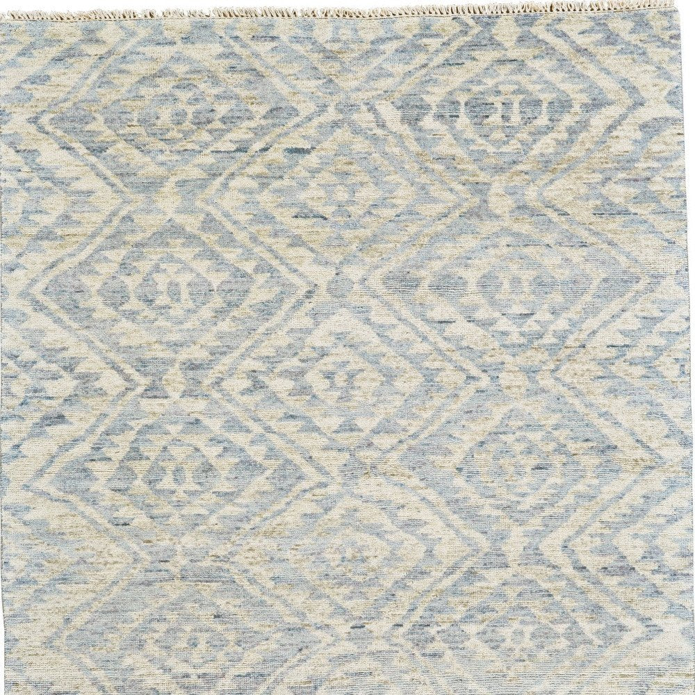 2' X 3' Gray and Blue Wool Southwestern Hand Knotted Area Rug