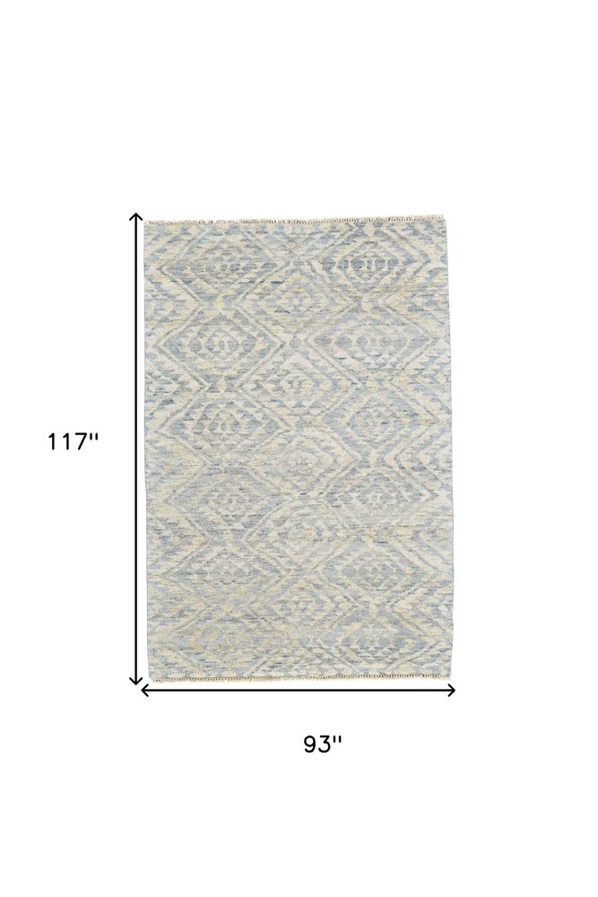 2' X 3' Gray and Blue Wool Southwestern Hand Knotted Area Rug