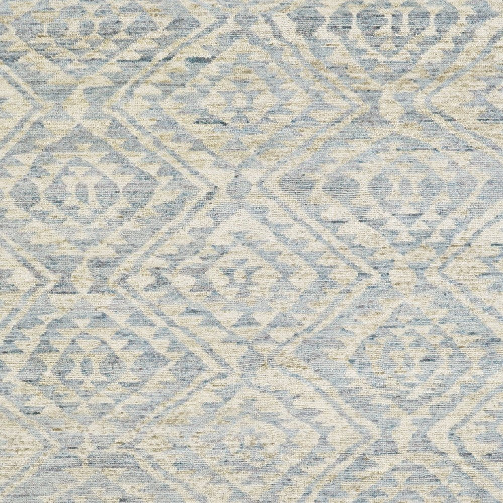 2' X 3' Gray and Blue Wool Southwestern Hand Knotted Area Rug
