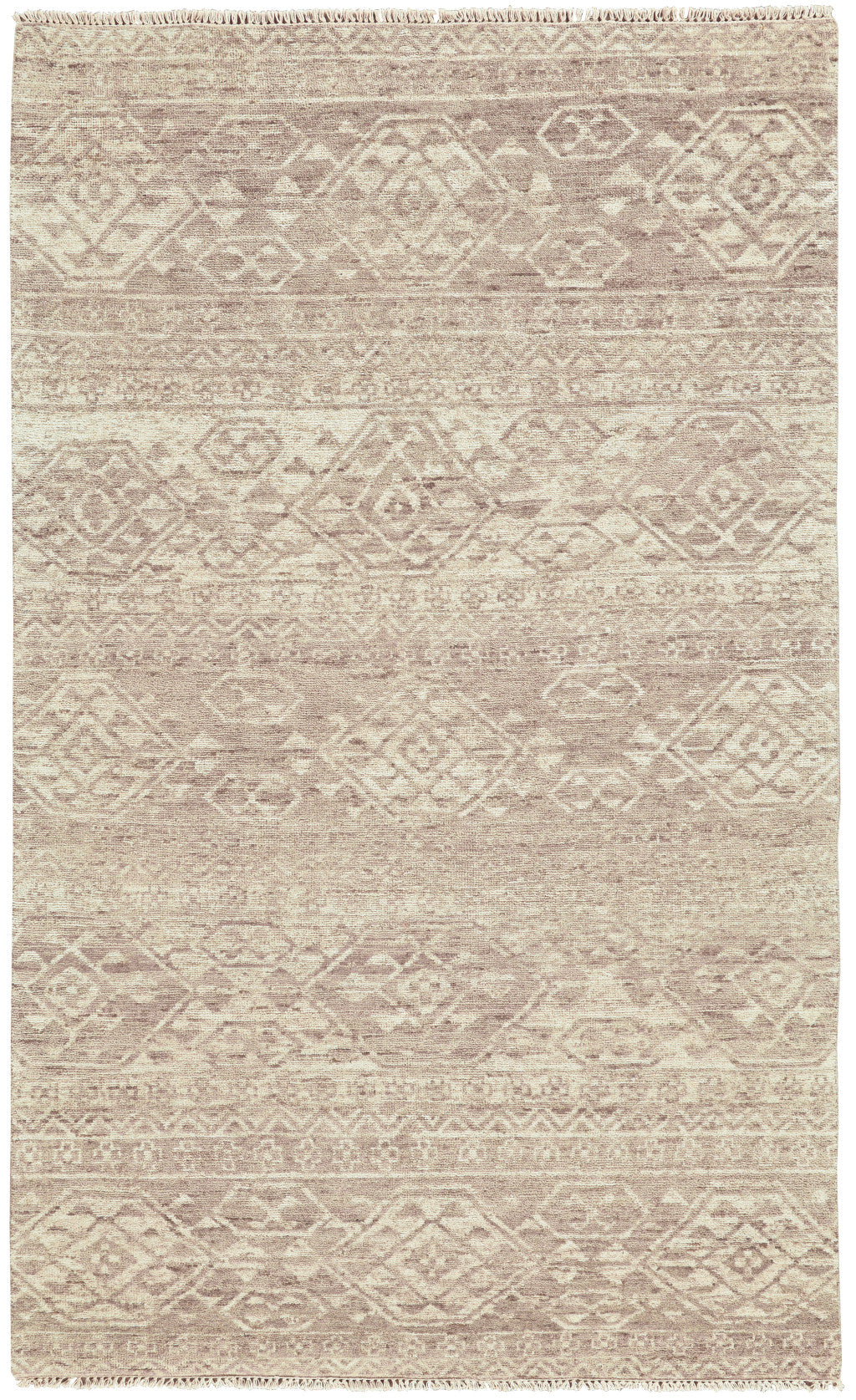 6' X 9' Brown and Tan Wool Southwestern Hand Knotted Area Rug