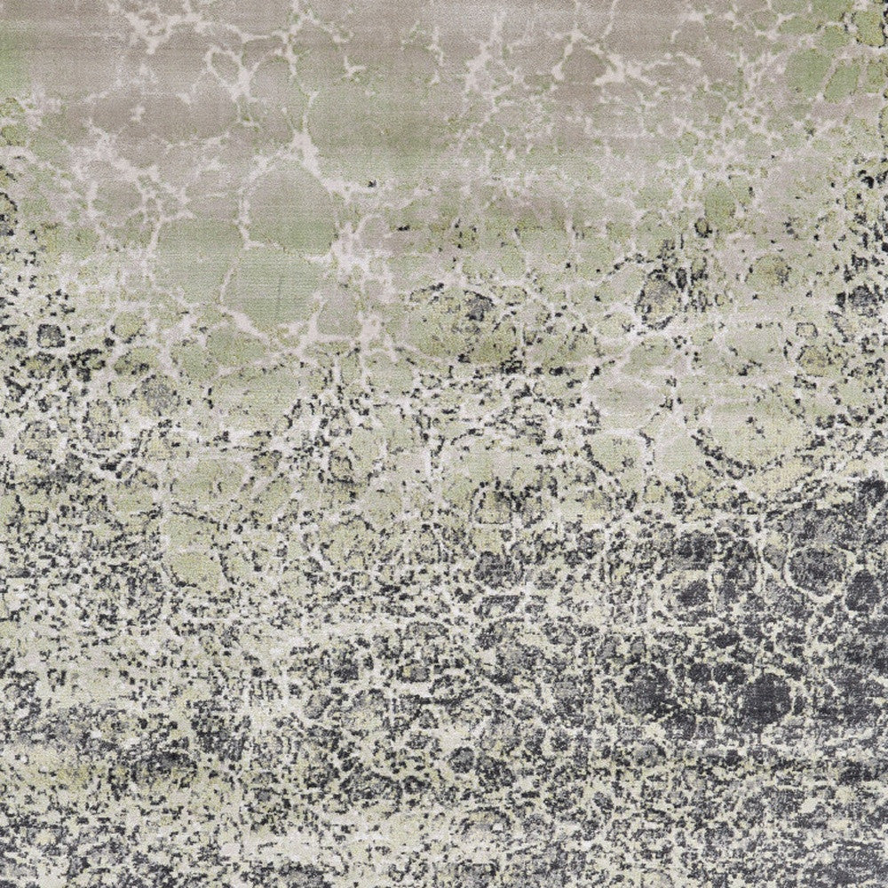 4' X 6' Ivory Gray and Green Abstract Power Loom Area Rug