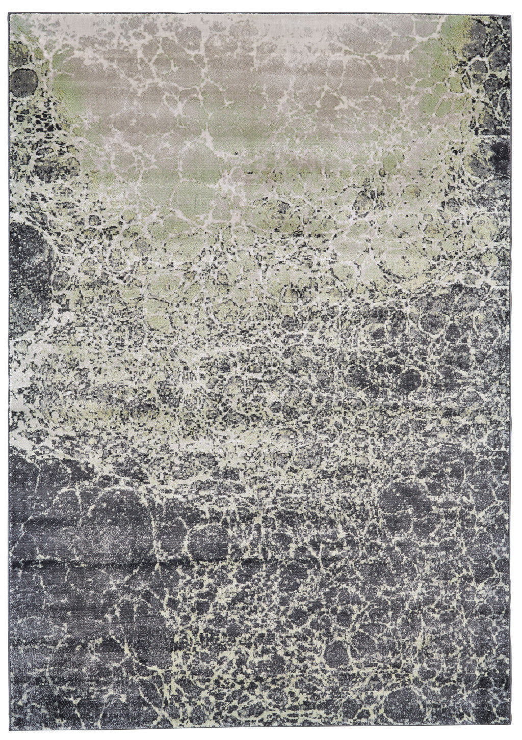 4' X 6' Ivory Gray and Green Abstract Power Loom Area Rug