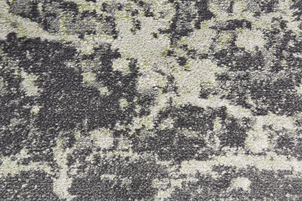 4' X 6' Ivory Gray and Green Abstract Power Loom Area Rug