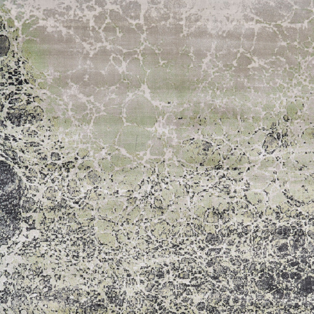 4' X 6' Ivory Gray and Green Abstract Power Loom Area Rug