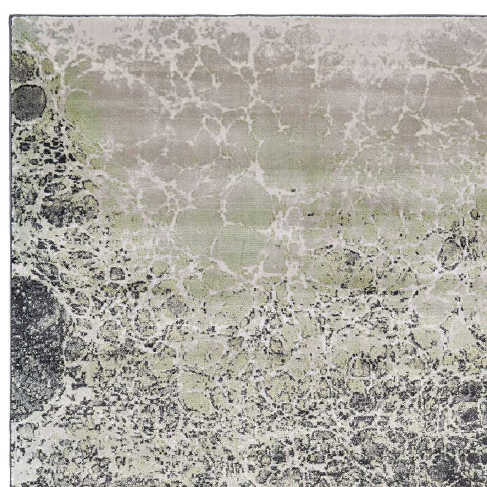 4' X 6' Ivory Gray and Green Abstract Power Loom Area Rug